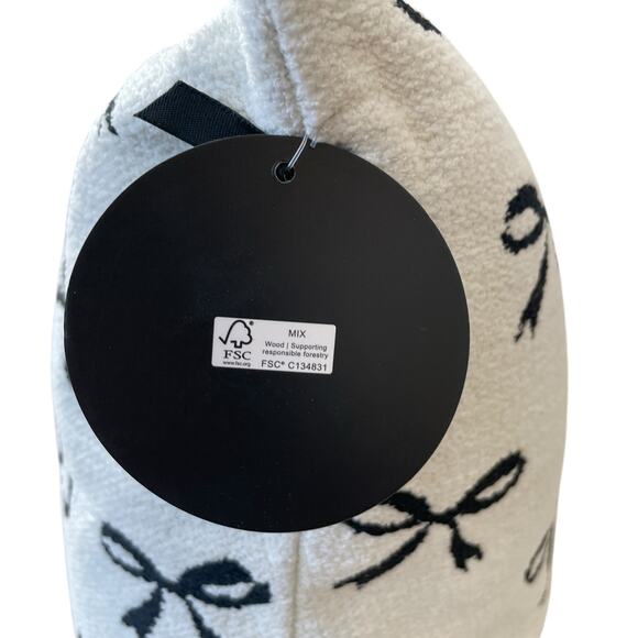 Cynthia Rowley BOW Feather Filled Pillow 20x20 Black & Cream NEW - Picture 9 of 12